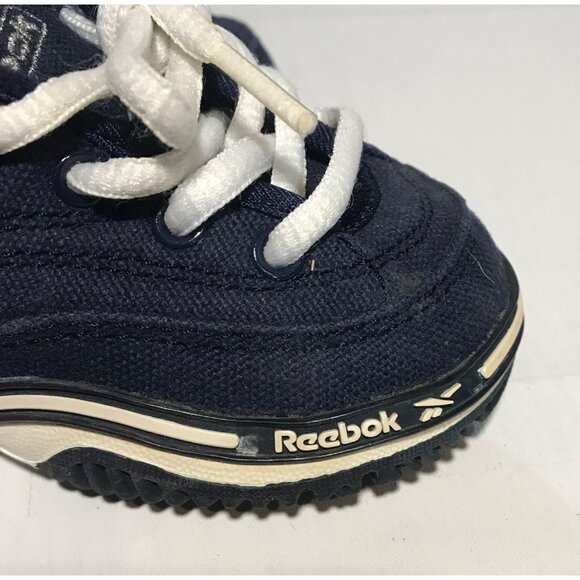 Reebok Toddler Shoes Navy Blue Size 2 With White Laces Comfortable & Durable - Picture 9 of 12